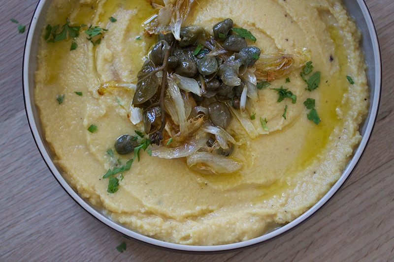 Fava: Yellow split pea puree with capers and olive oil What to Eat in Crete in August